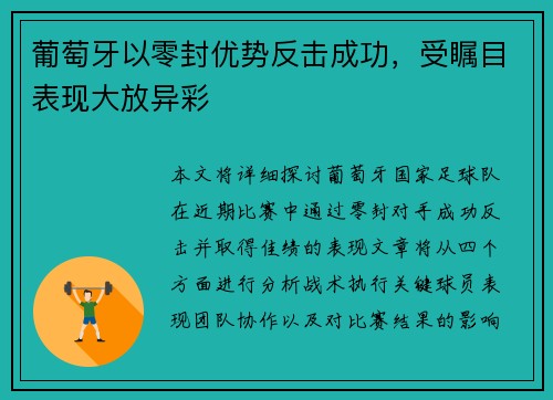 葡萄牙以零封优势反击成功，受瞩目表现大放异彩